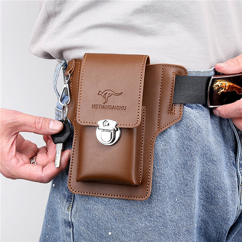 Leather Wallet Men - Sac de ceinture de téléphone en