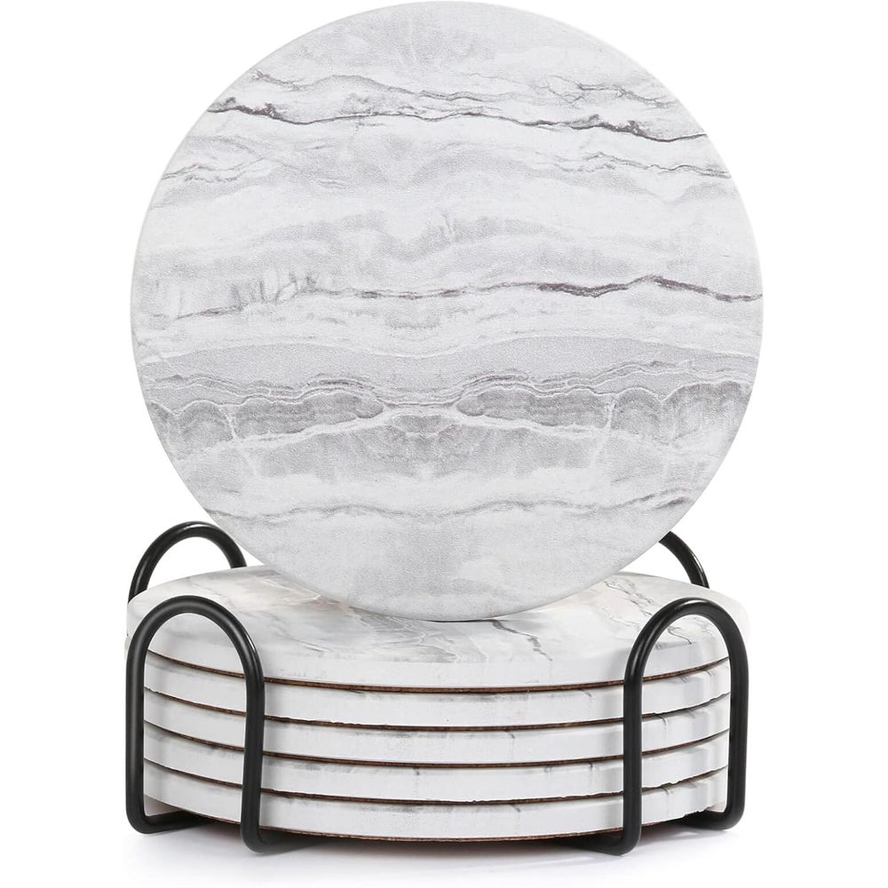 Marble Coaster Set - Ensemble de 6 dessous-de-verre absorbants, style