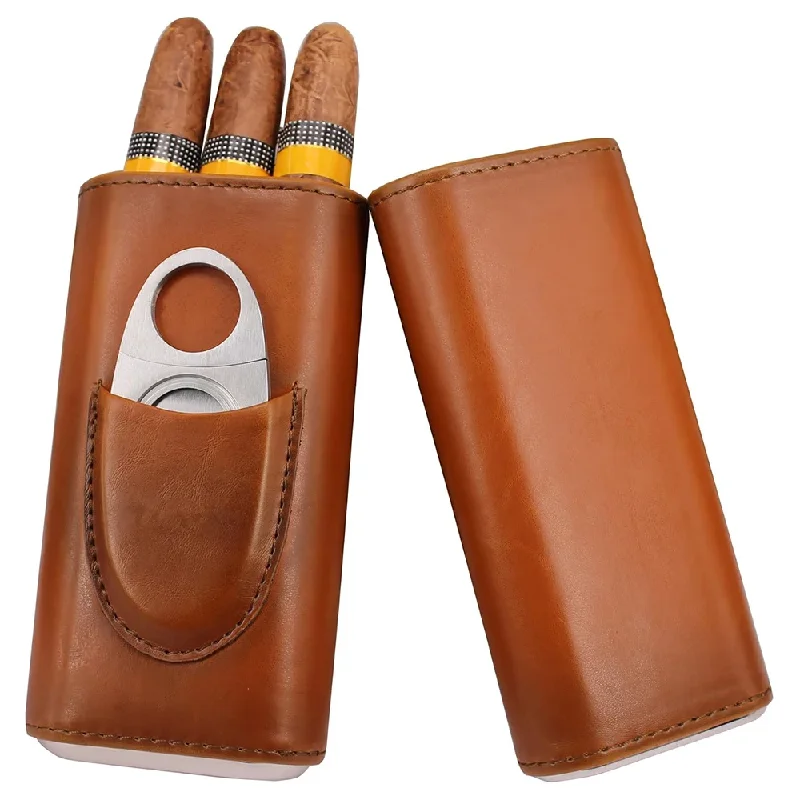 Premium Cigar Case - Étui en cuir pour trois cigares