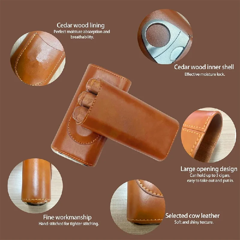 Étui en cuir pour trois cigare - Premium Cigar Case avis et prix